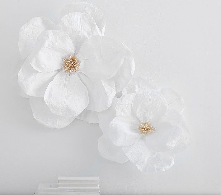 Jumbo Crepe White Paper Flowers Set of 2 | Pottery Barn Kids