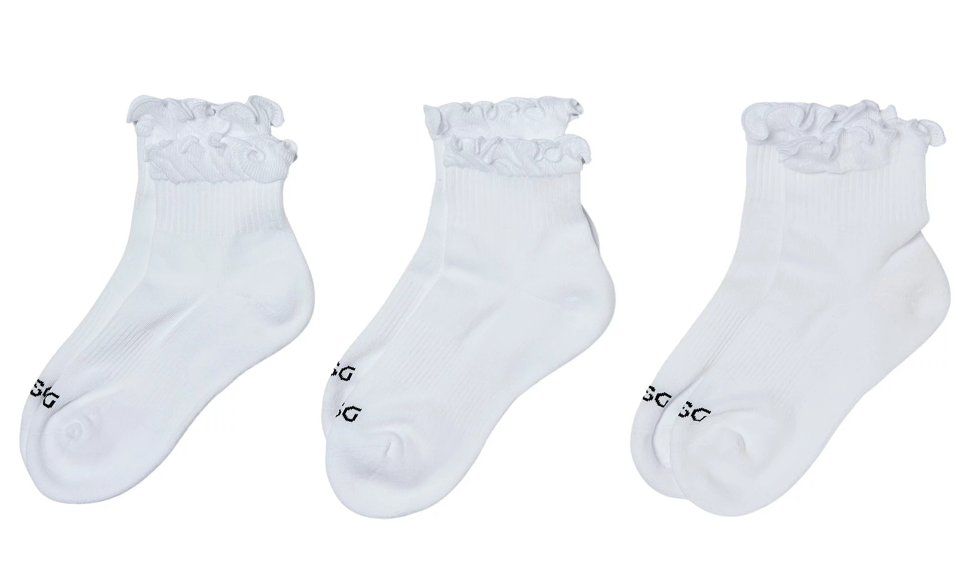 DSG Ruffle Socks 3-Pack, Women's, Small, White/White | DICK'S Sporting Goods