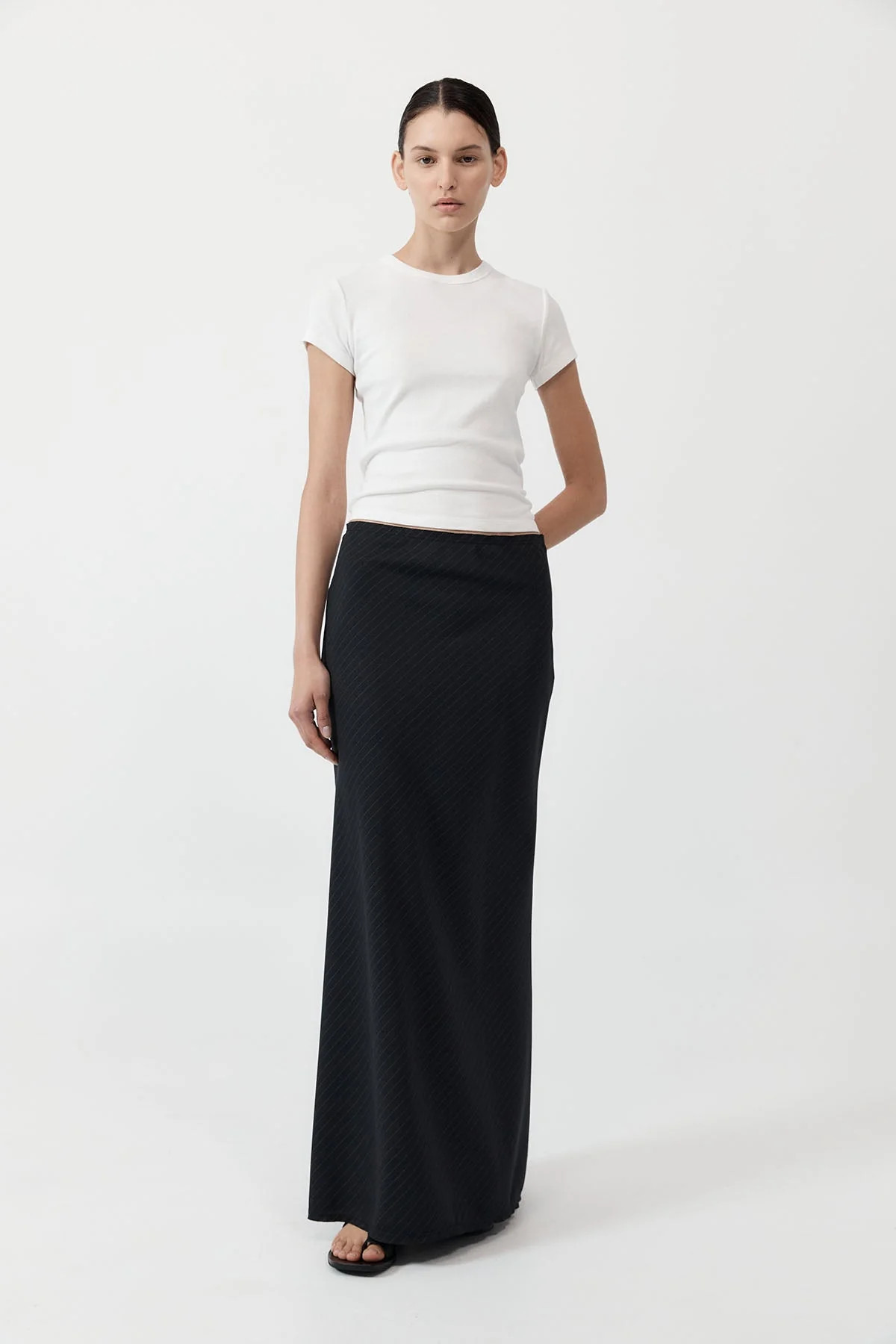 Pinstripe Maxi Skirt - Black | St. Agni (US, UK, EU)