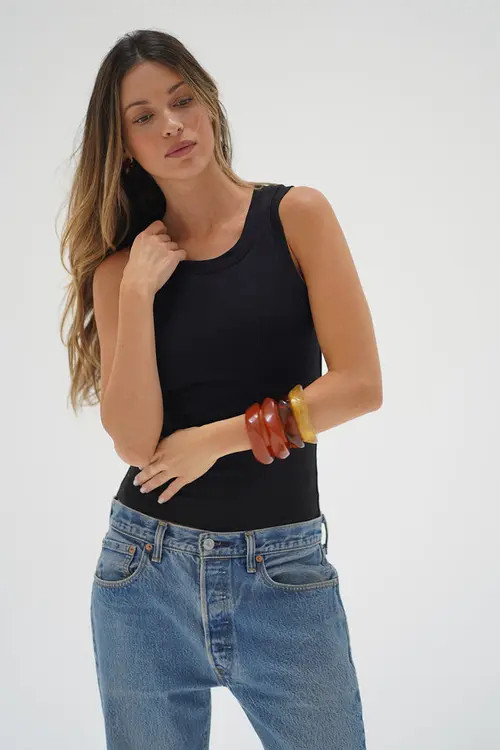 LNA Double Layer Ribbed Tank in Black at Nordstrom, Size Small | Nordstrom