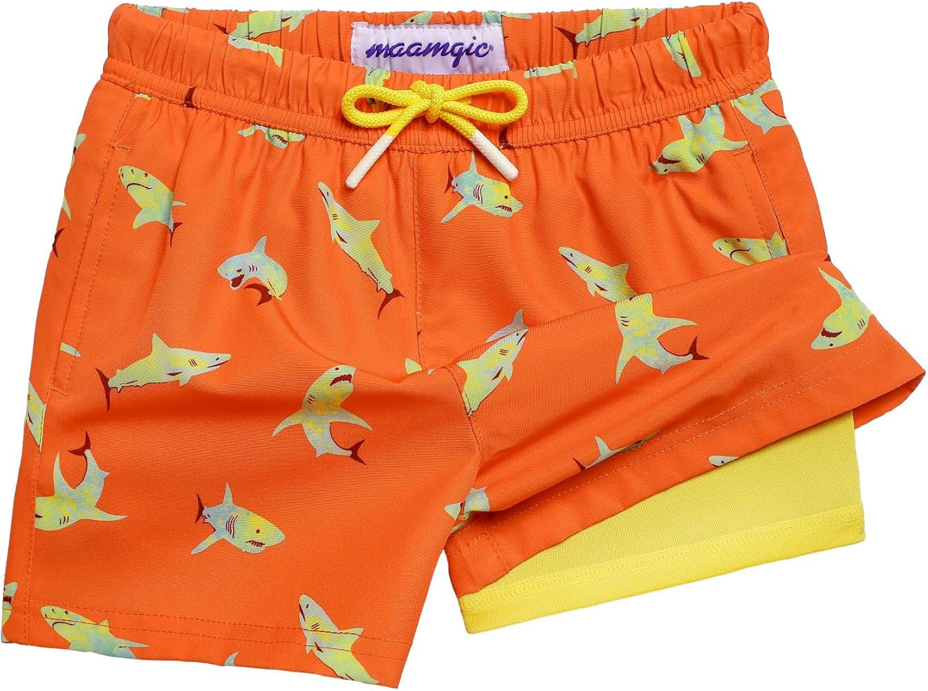 maamgic Boys Swim Trunks with Compression Liner Stretch Boy Swim Shorts Toddler Bathing Suit Swim... | Amazon (US)