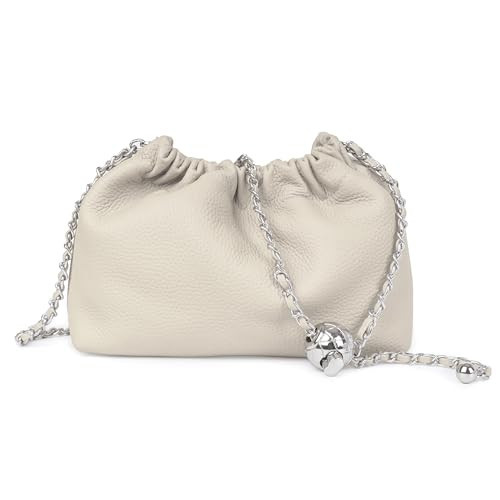 Joryin Trendy Dumpling Women's Crossbody Bag - Evening Clutch Genuine Leather Hobo Cloud Purse, Beige | Amazon (US)