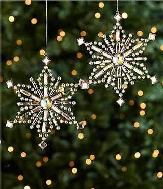 Southern Living Blue Christmas Collection Jeweled Metal Snowflake Ornament, Set of 2 | Dillard's | Dillard's