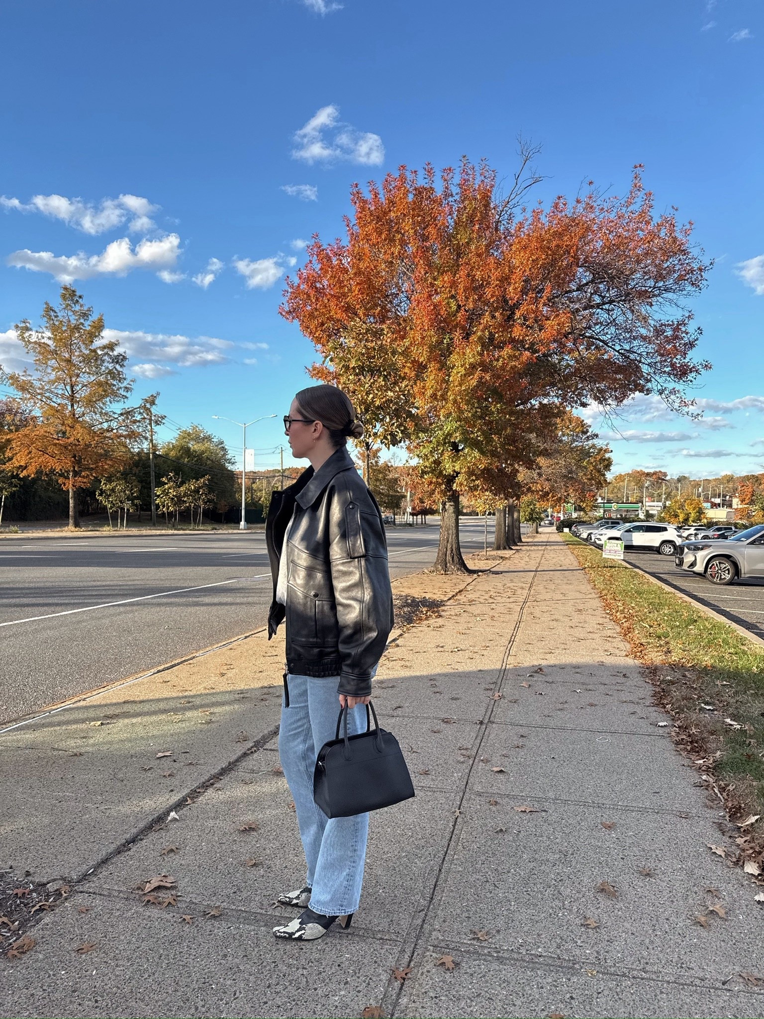 A recent outfit I loved putting together. The leather jacket is the perfect oversized fit and has a detachable shearling trim collar

#LTKSeasonal #LTKootd