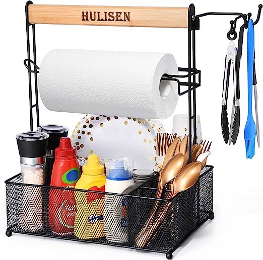 HULISEN Grill Caddy, BBQ Caddy with Paper Towel Holder, Utensil Caddy for Plates and Utensils, Pi... | Amazon (US)