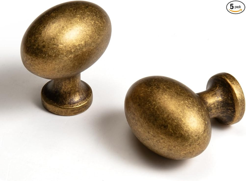 Oval Antique Brass Cabinet Knobs, Zinc Alloy for Drawer Knobs for Dresser Cupboard Wardrobe (5, A... | Amazon (US)