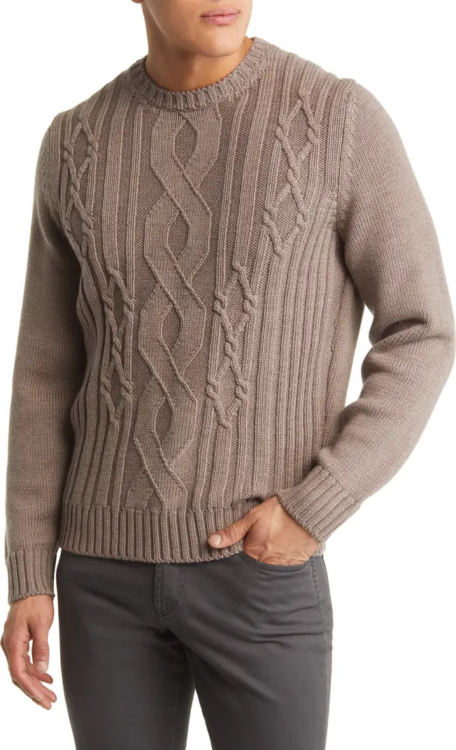 Cable Knit Wool Crewneck Sweater | Nordstrom
