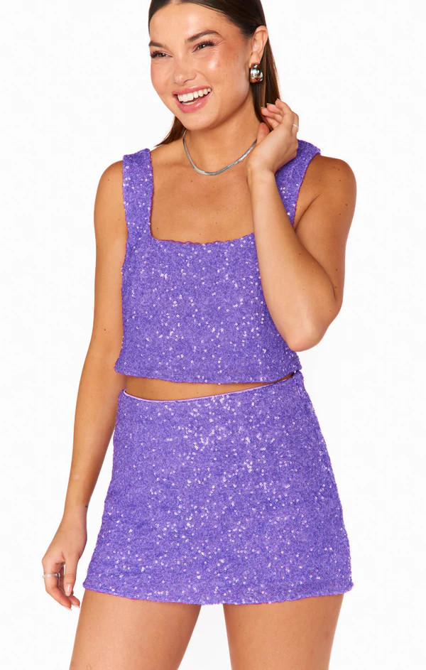 Tara Crop Top ~ Violet Sequins | Show Me Your Mumu