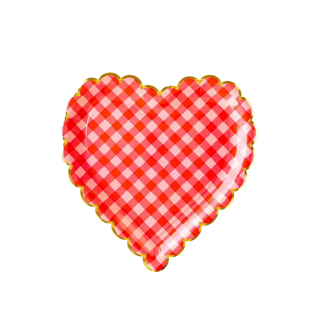 Checkered Heart Shaped Paper Plate - Etsy | Etsy (US)