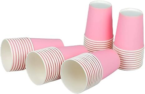 Lomyundar DIY Paper Cups [50 Count(Pink)] 8.5 oz, Paper Cups For Weddding,Party(Baby Shower Party... | Amazon (US)