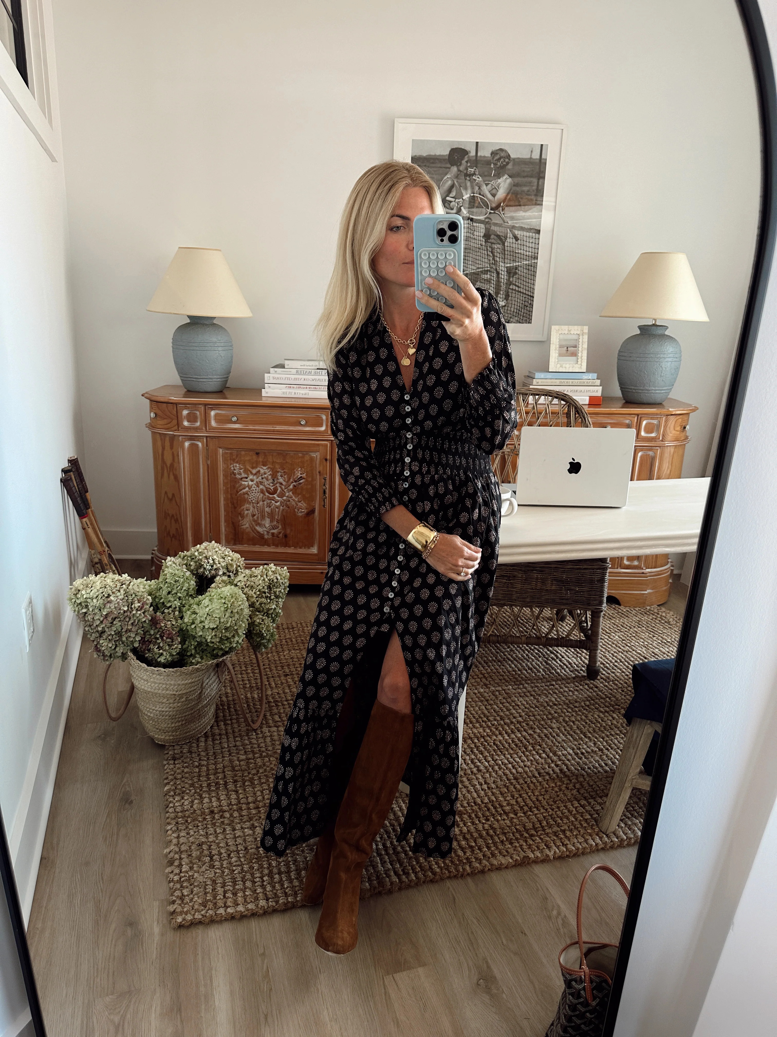 Francesca Dress - Black Mini Meadow | Marea