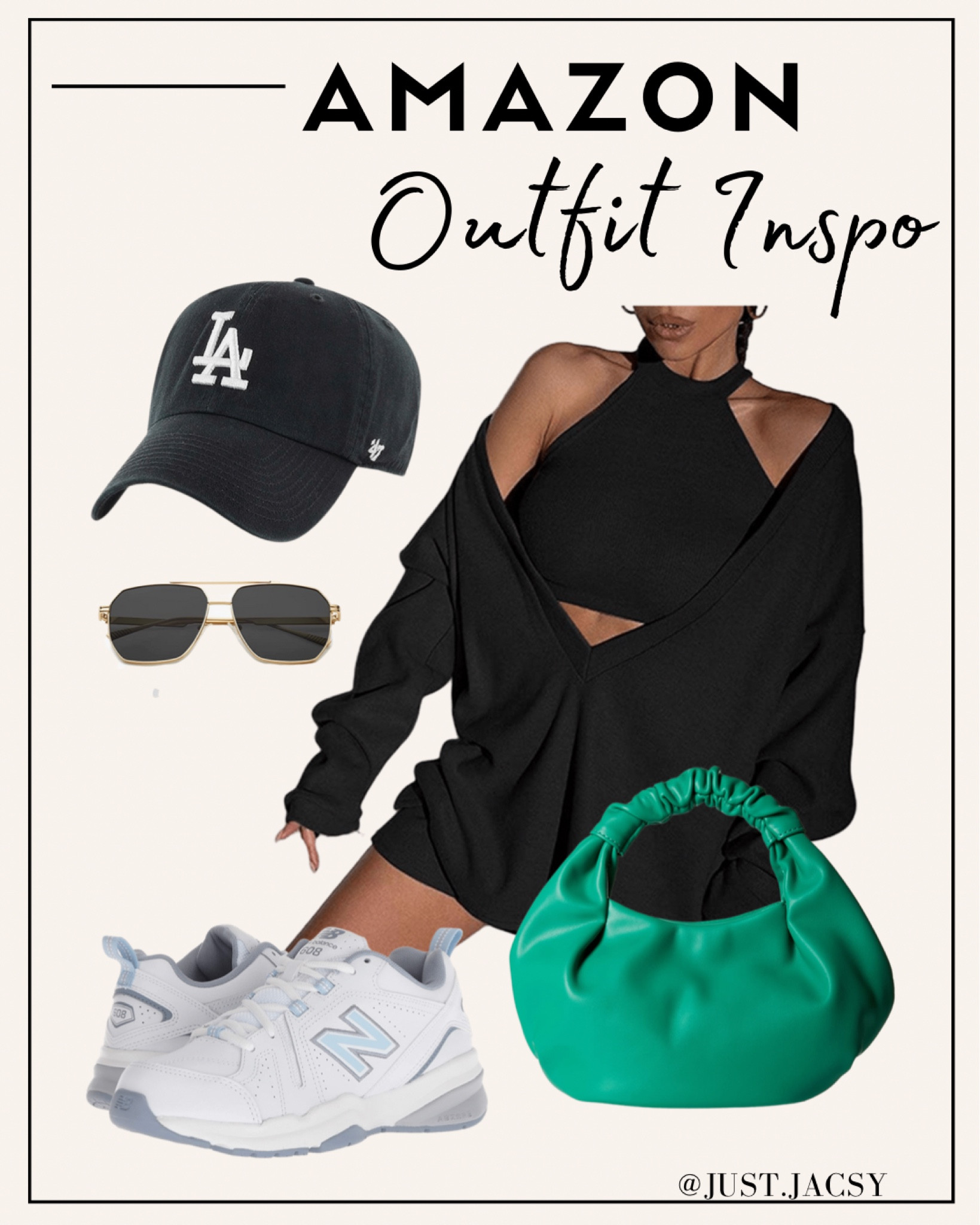 Fall outfit inspo from amazon fashion!
Matching set- so comfy and versatile to dress up or down. Fits TTS. It covers your behind but you can wear biker shorts underneath for extra coverage

Found it on amazon, green purse, dad sneakers, new balance sneakers, la baseball cap, fall outfit idea 

#LTKstyletip #LTKsalealert #LTKSeasonal