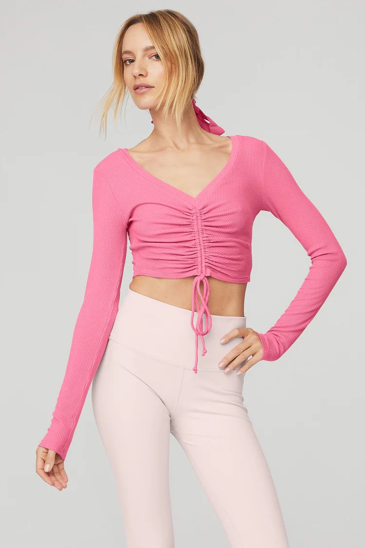 Ribbed Cinch Cropped Long Sleeve | Alo Yoga