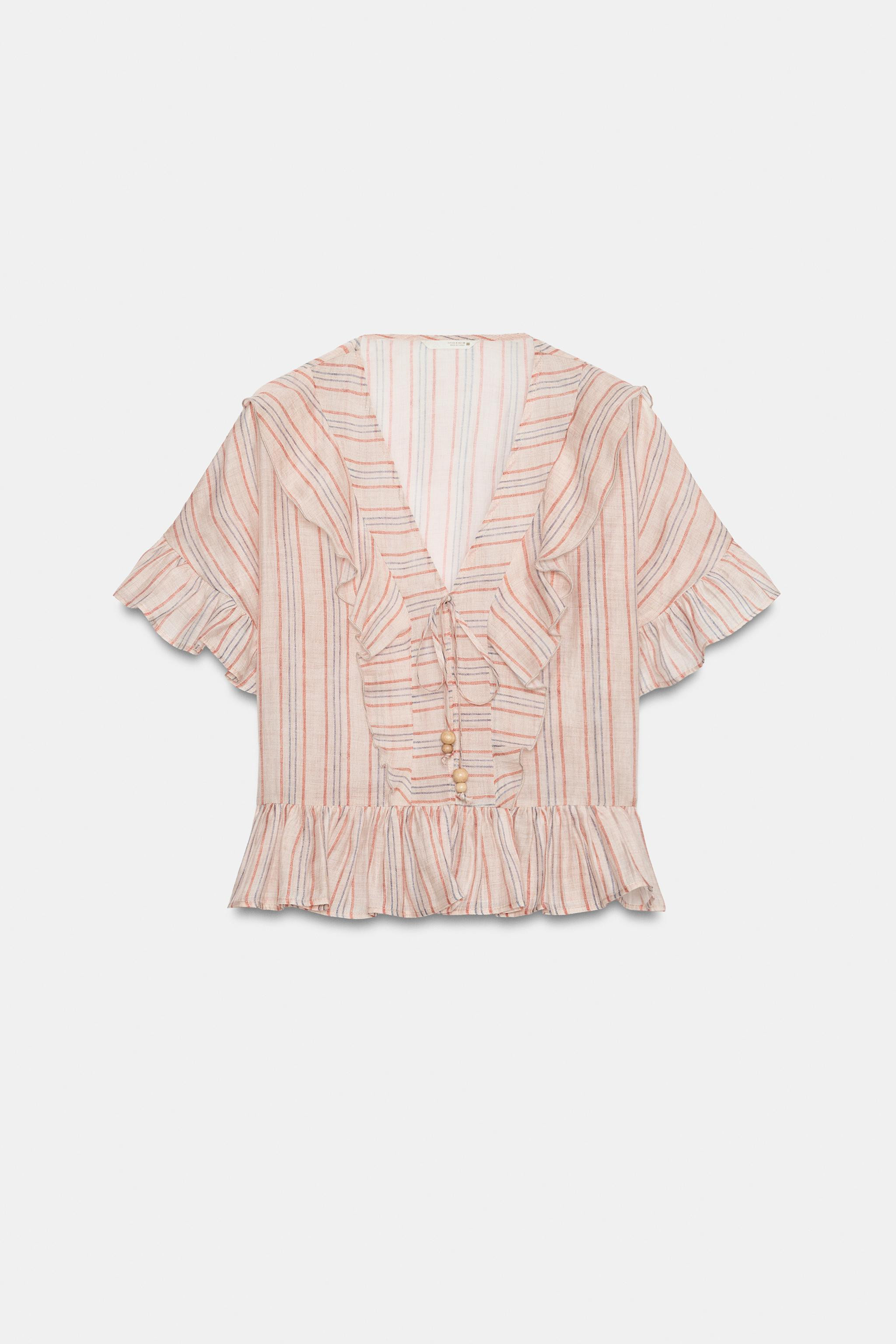 STRIPED RUFFLED BLOUSE | Zara UK