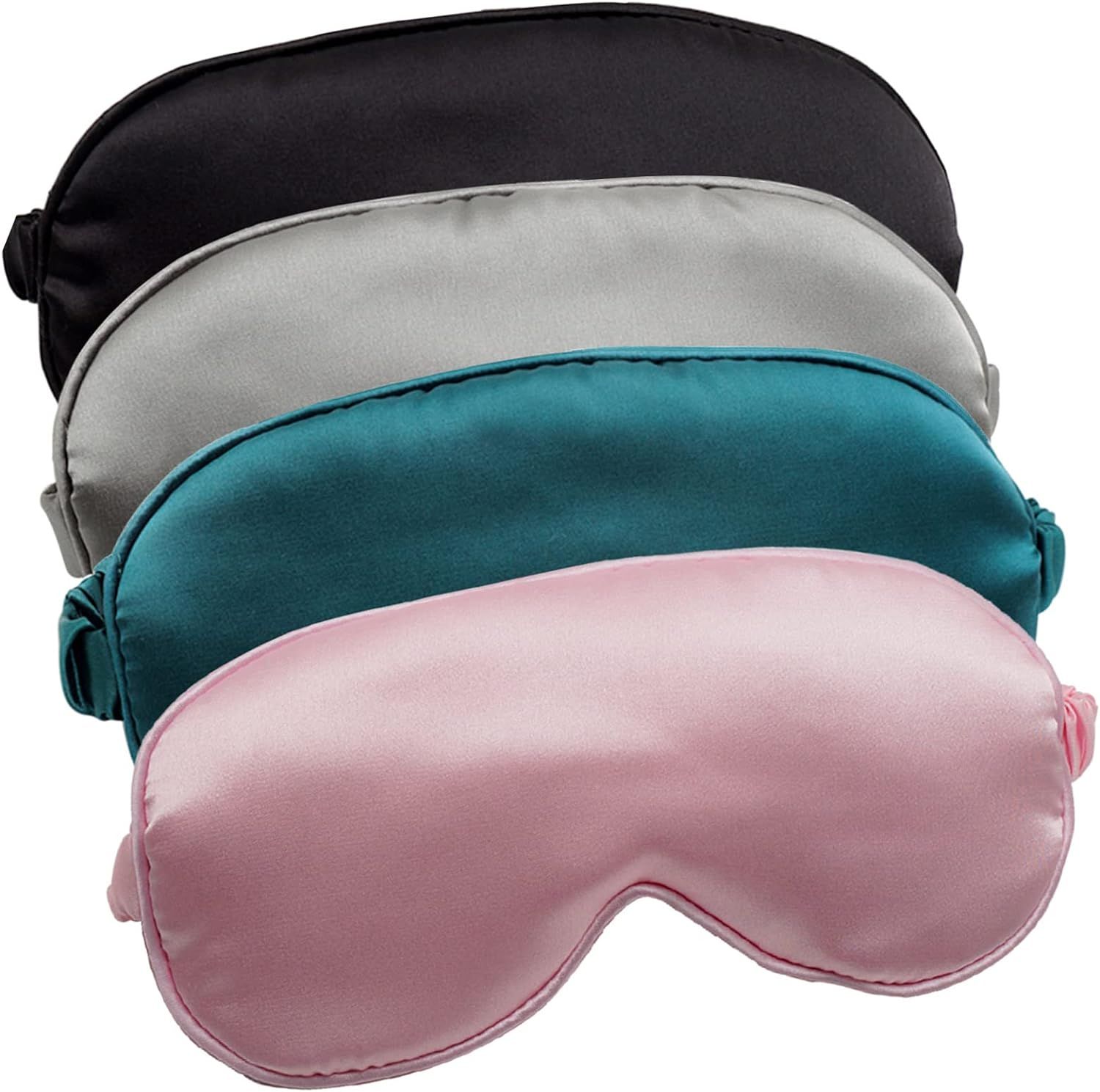 LERSVICVIL Sleep Mask 4 Pack Silk Eye Cover Soft Satin Blindfold Elastic Strap Night Eyeshade Tra... | Amazon (US)