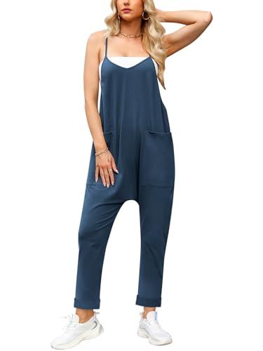 Jumpsuits for Women Casual Summer Rompers Sleeveless Loose Spaghetti Strap Baggy Overalls Y2k Jum... | Amazon (US)