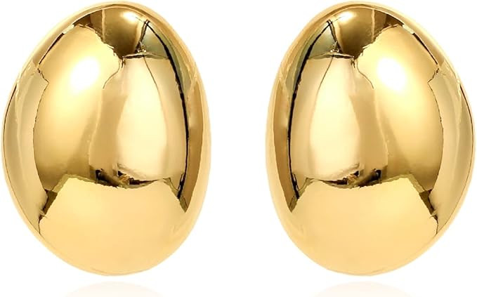 KELMALL Chunky Gold Hoop Statement Earrings for Women Thick 14k Gold Plated Oversized Open Hoops ... | Amazon (US)
