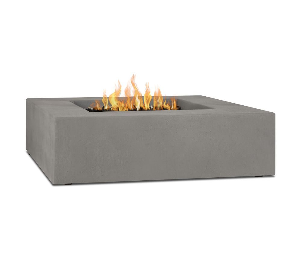 Abbott Concrete 40" Square Low Natural Gas Fire Pit Table | Pottery Barn (US)