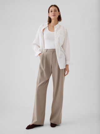 365 High Rise Brushed Twill Pleated Trousers | Gap (US)