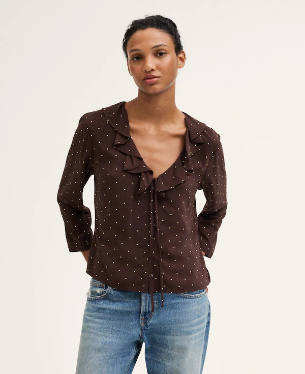 Ruffled V-Neck Long-Sleeve Top | Madewell