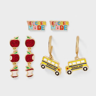 SUGARFIX by BaubleBar Teacher Mode Stud Earring Set 3pc - Gold | Target