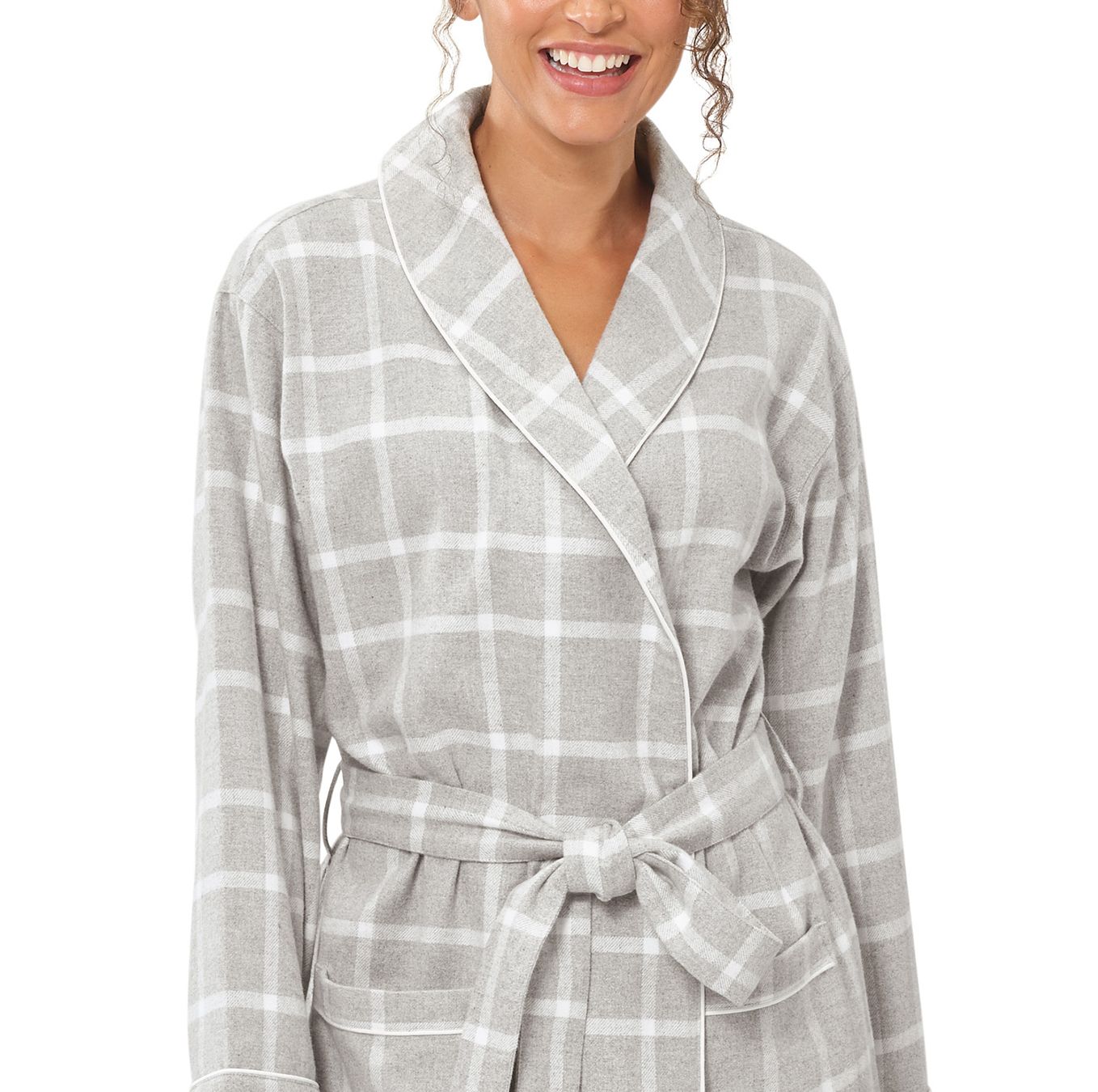 Women's Double Windowpane Flannel Robe | Boll & Branch