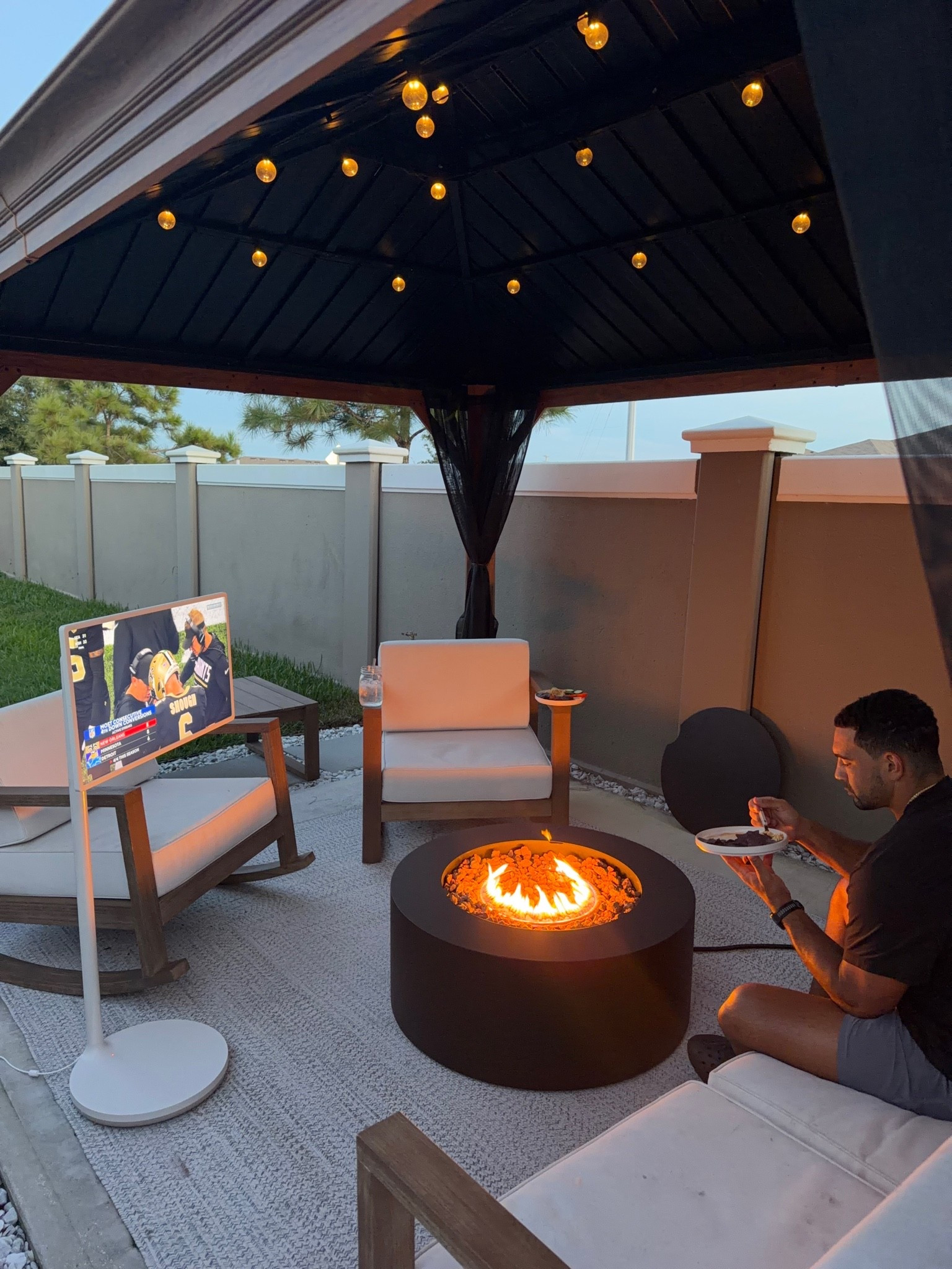 #ad this is a VIBEEEEEE for the fall & winter here!!! We got our fire pit from @wayfair 🧸🍂🪵#wayfair #WayfairPartner