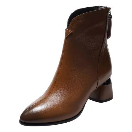 Ketyyh-chn99 Booties for Women Wide Calf Boots Pull On Fashion Knee High Booties Shoes Brown 37 | Walmart (US)