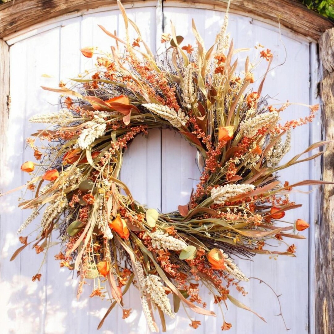 Autumn Wreath, Bohemian Fall Front Door Wreath, Handmade Harvest Wreath, Farmhouse Fall Wreath, T... | Etsy (US)