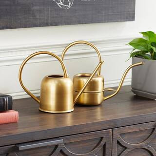 7 in. and 8 in. Small Gold Metal Watering Can Planter (2-Pack) | The Home Depot