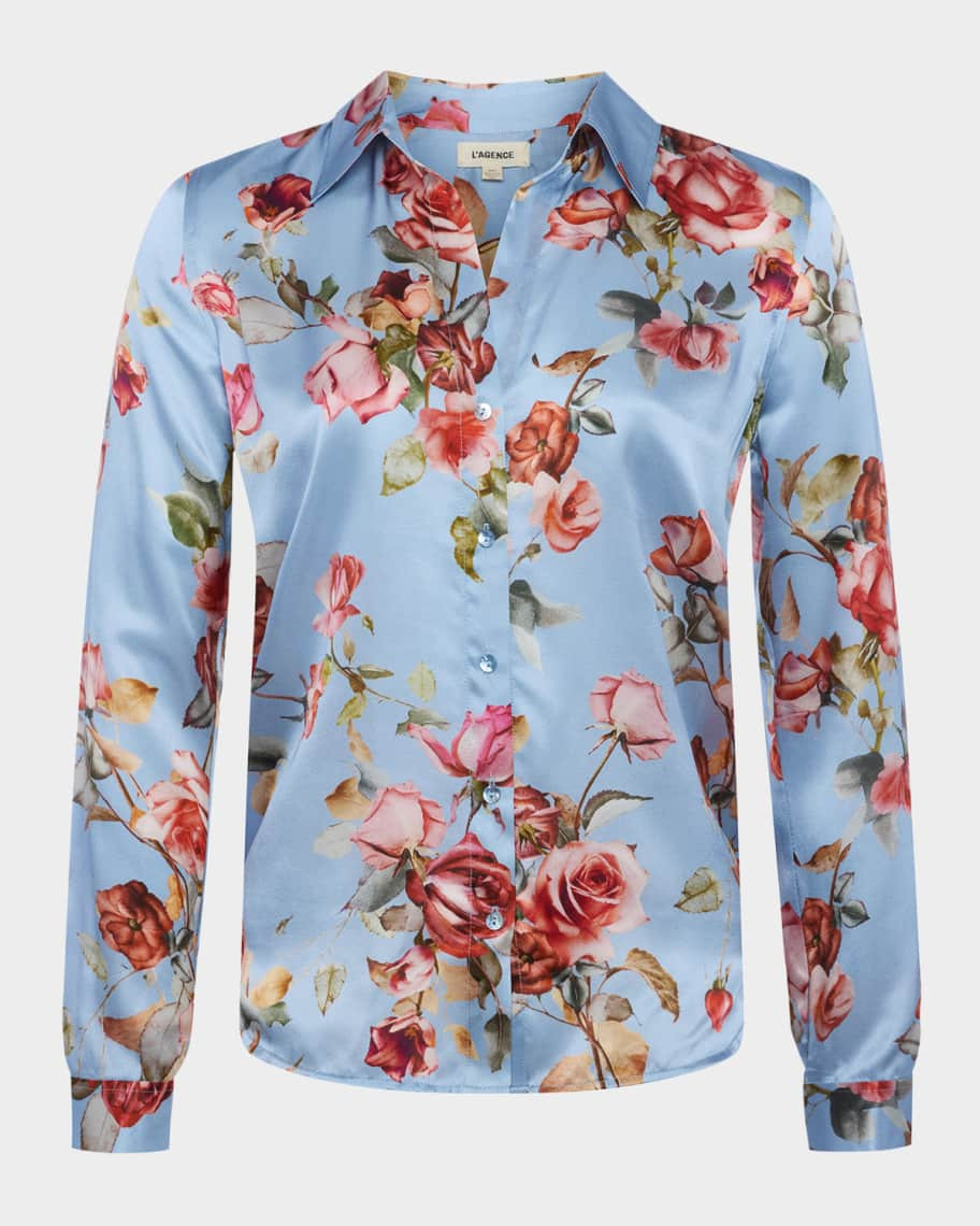 L'Agence Tapestry Floral Tyler Silk Blouse | Neiman Marcus