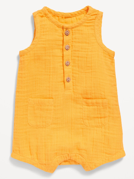 Printed Sleeveless Henley Romper for Baby | Old Navy (US)