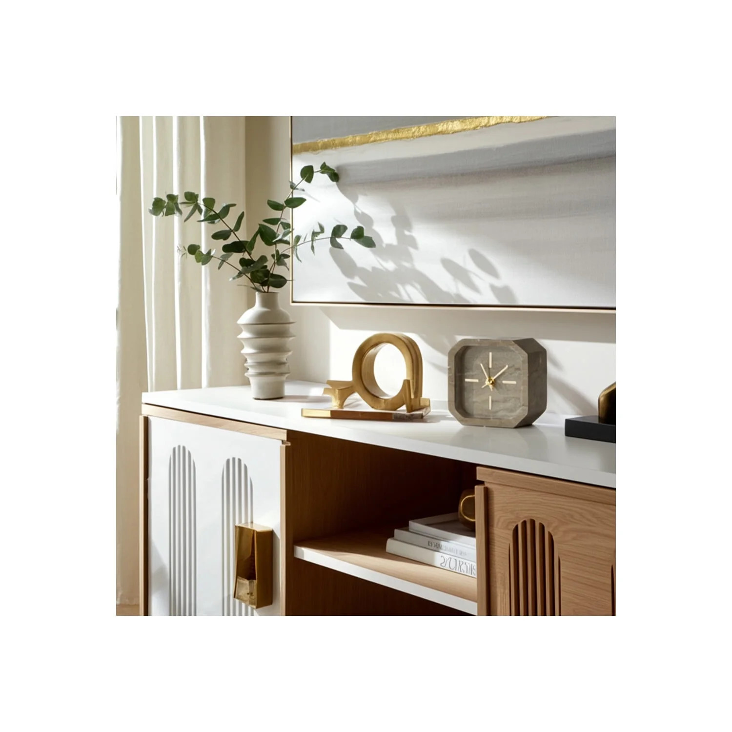 Modern Glam Marble Table Clock - Elegant Stone Decorative Desk Clock with Accents for Home, Offic... | Walmart (US)