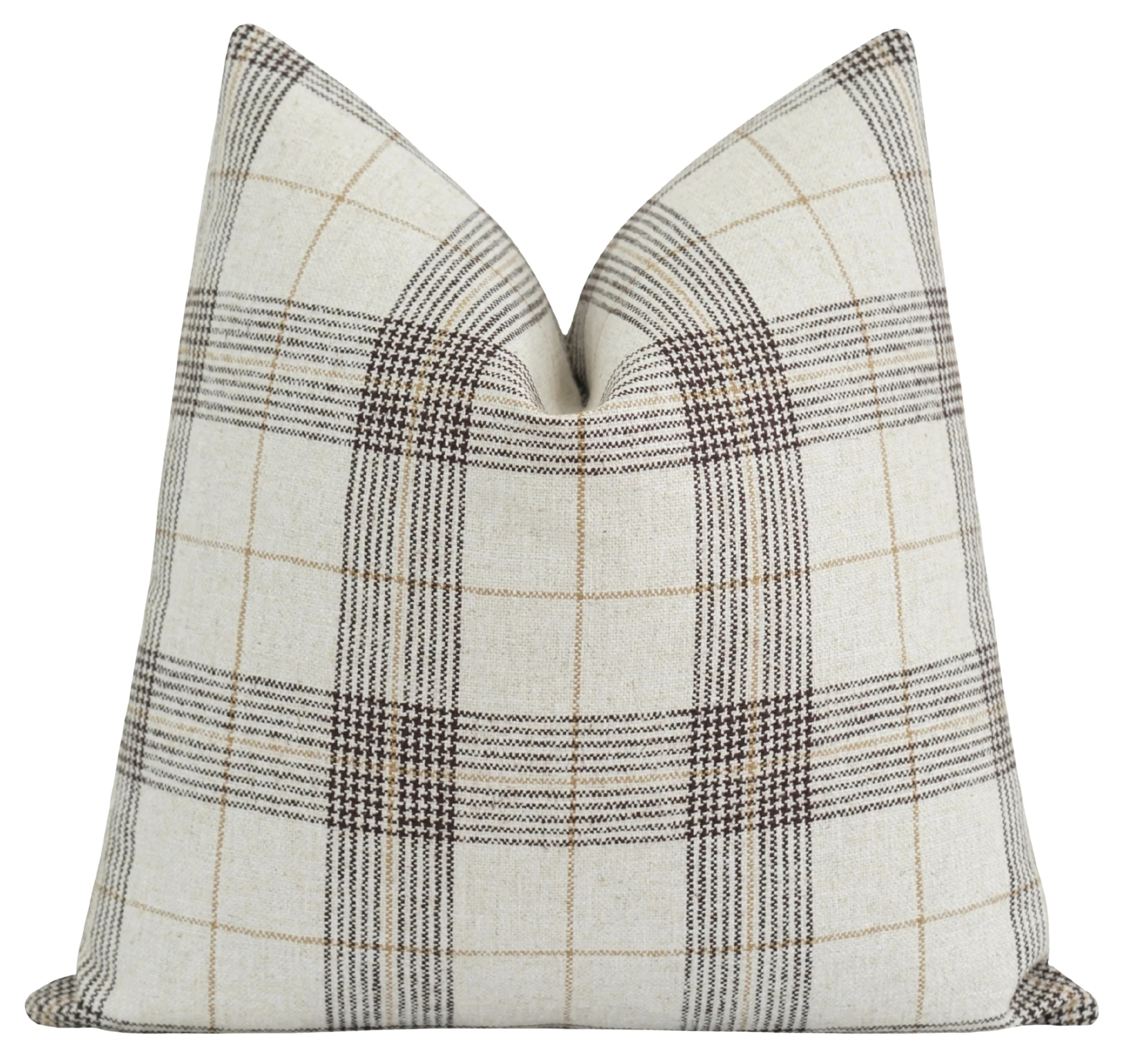 Chocolate Brown Plaid Pillow Cover | Tartan Neutral Accent Pillow | Land of Pillows