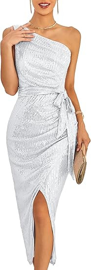 GRACE KARIN Women Sleeveless One Shoulder Sequin Dress Sparkly Glitter Wrap Dress Cocktail Weddin... | Amazon (US)