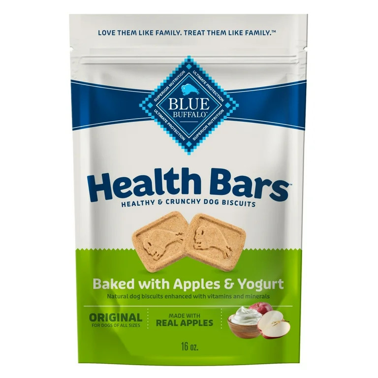 Blue Buffalo Health Bars Crunchy Dog Biscuits, Apples & Yogurt, 16-oz. Bag - Walmart.com | Walmart (US)