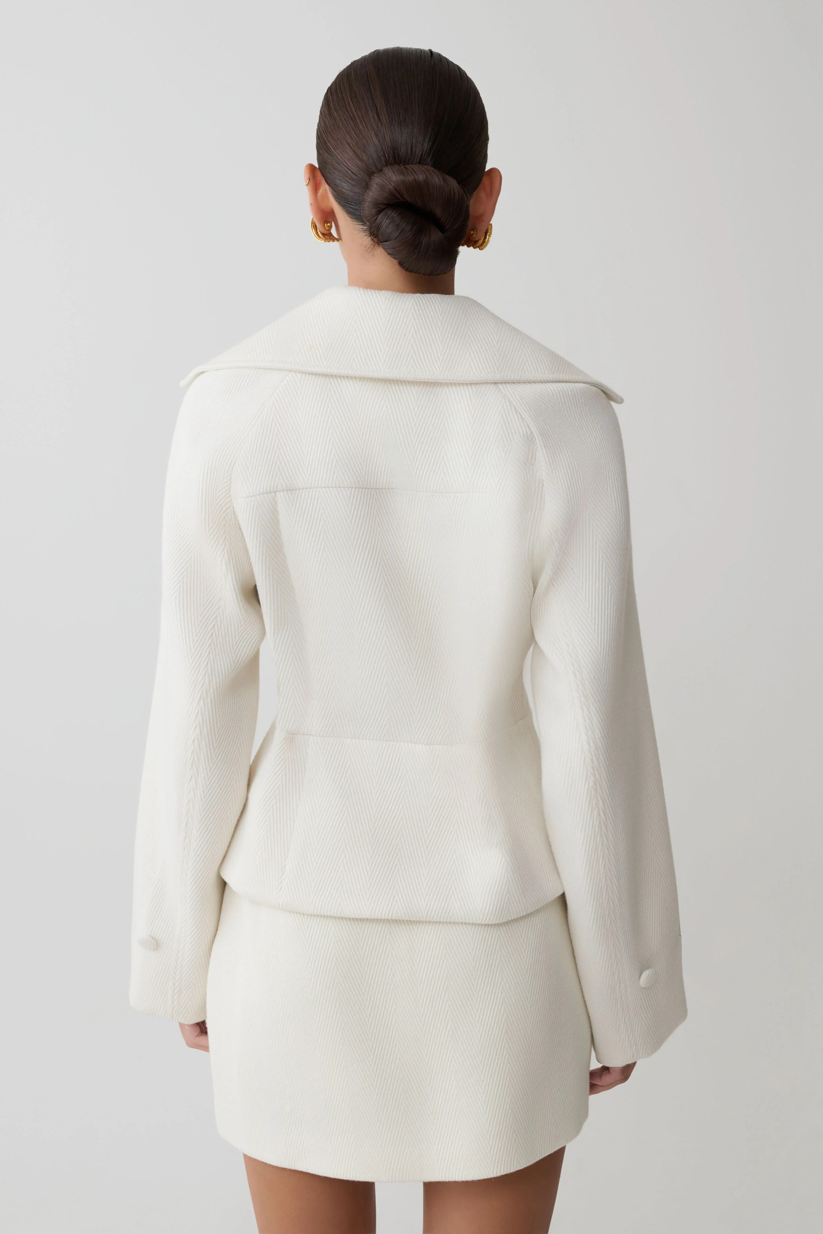 Suiting Mini Skirt - Ivory | MESHKI US
