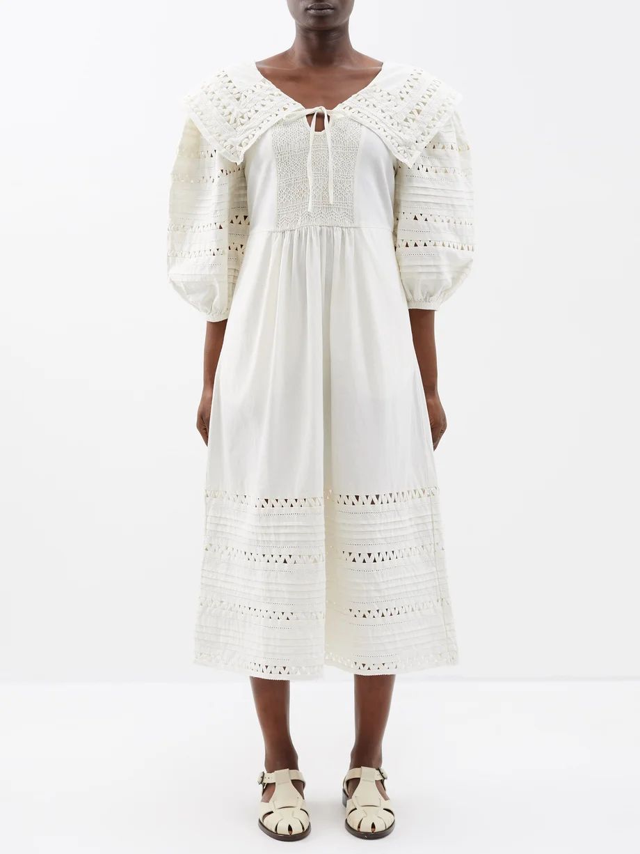 Willa puff-sleeve smocked cotton dress | Matches (US)