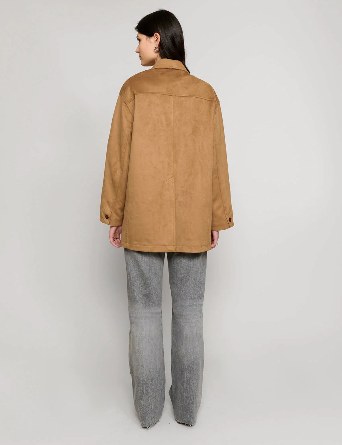Suede Button Jacket in Camel- PREORDER | Pixie Market