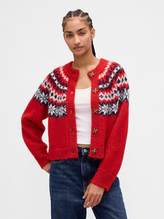 Fuzzy Fair Isle Cardigan Sweater | Gap (US)