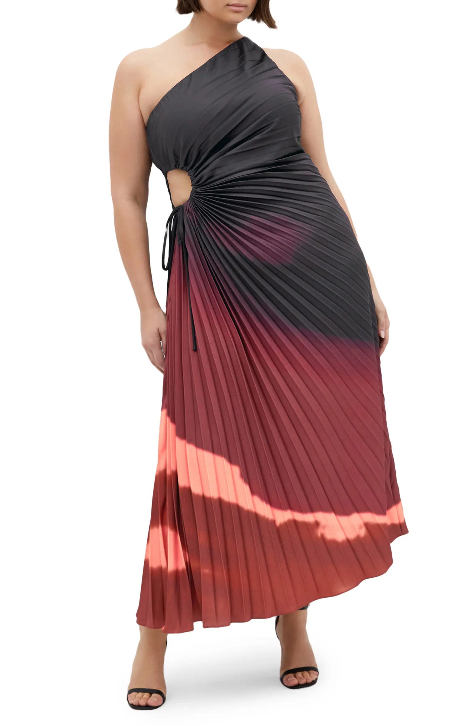 City Chic Aliza One-Shoulder Side Cutout Pleated Dress | Nordstrom | Nordstrom