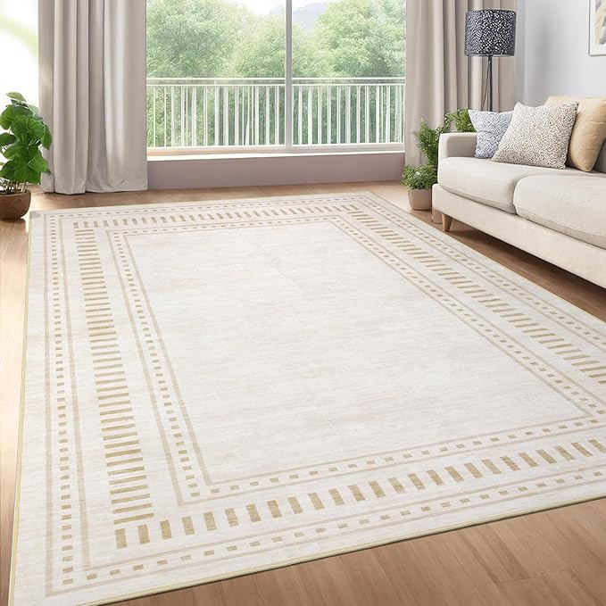 Garvee 10x13 Extra Large Area Rug - Soft Low-Pile Farmhouse Carpet, Non-Slip Oversized Floor Mat ... | Amazon (US)