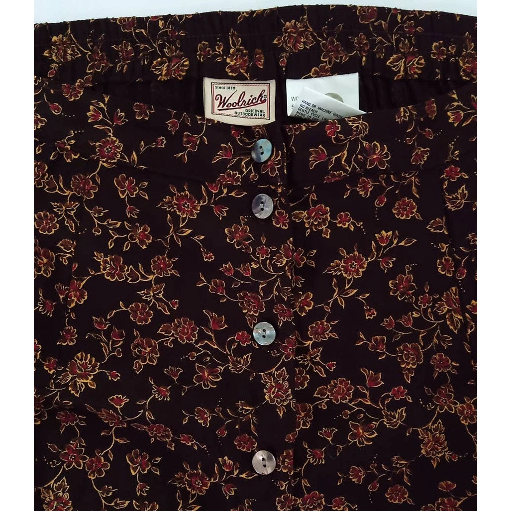 Woolrich Brown Floral Button Down Maxi Skirt Size Medium  | eBay | eBay US