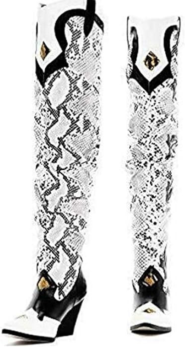 Cape Robbin Kelsey-21 BLACK WHITE ROCK STAR WESTERN POINTED OVER KNEE THIGH BOOT       Send to Lo... | Amazon (US)