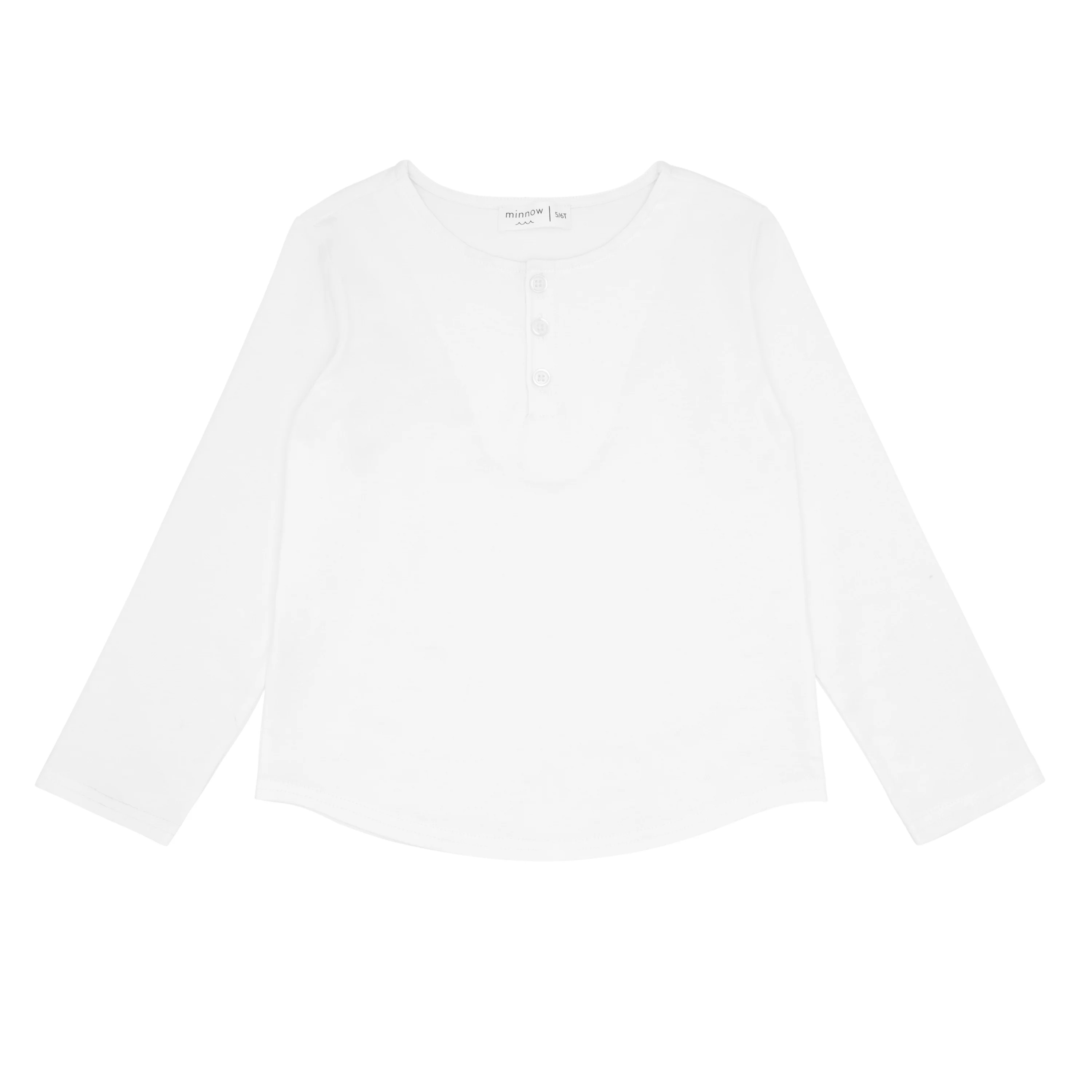 unisex white long sleeve henley | minnow swim | minnow