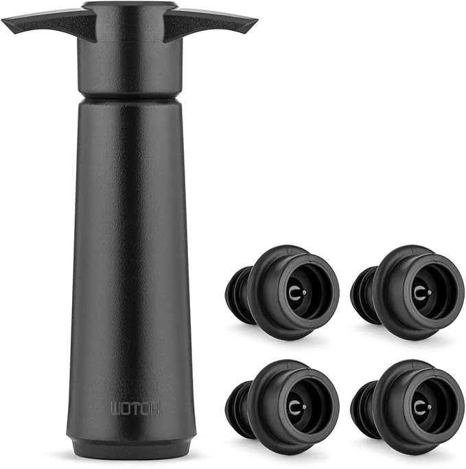 WOTOR Wine Saver Pump with 4 Vacuum Stoppers, Wine Stopper, Wine Preserver, Reusable Bottle Seale... | Amazon (US)