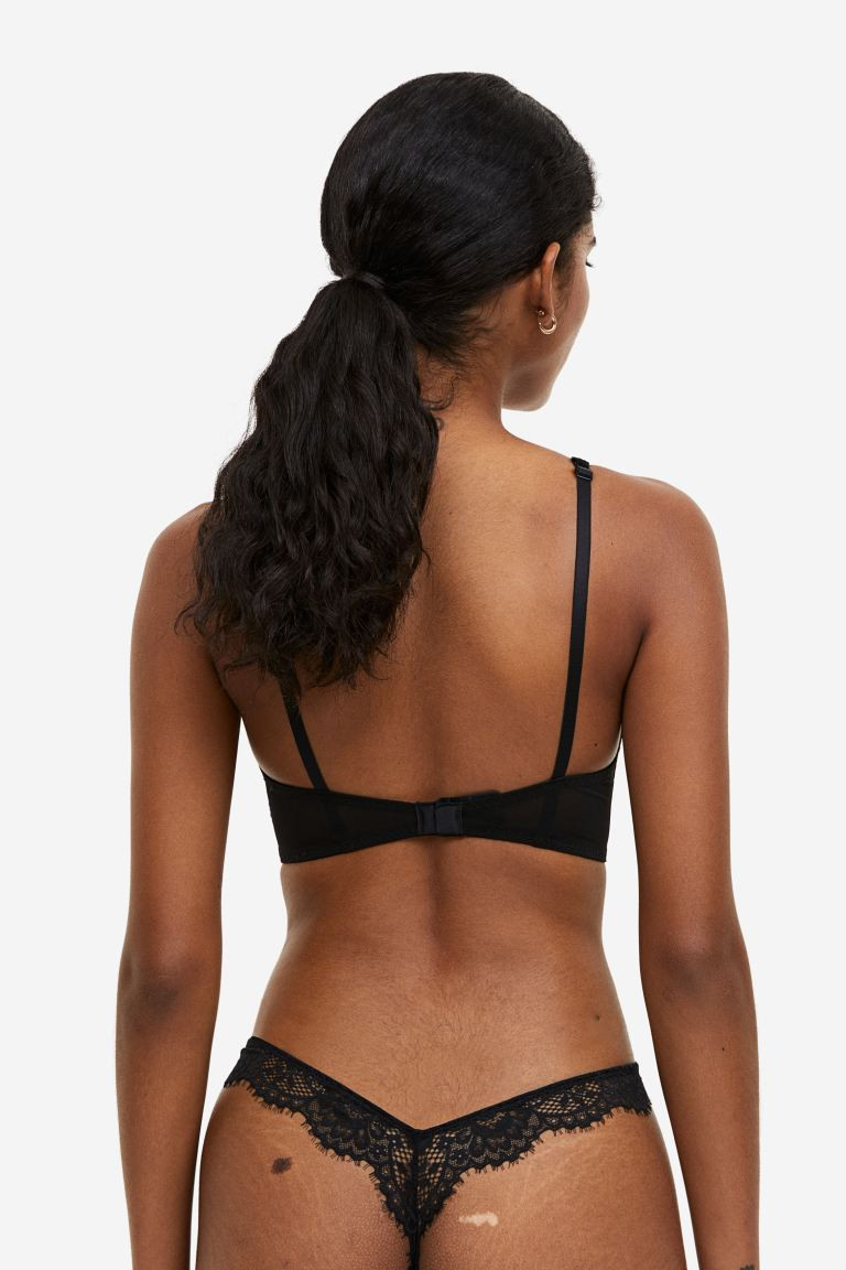 Padded underwired lace bra - Black - Ladies | H&M GB | H&M (UK, MY, IN, SG, PH, TW, HK)