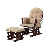 Upholstery Glider Rocker with Matching Ottoman Beige and Cherry | Amazon (US)