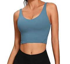 Lemedy Women Sports Bra Longline Crop Tank Top Padded Workout Running Yoga | Amazon (US)