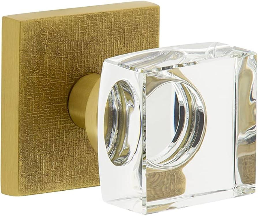 Viaggio Quadrato Linen Rosette Single Dummy with Quadrato Crystal Knob in Satin Brass | Amazon (US)